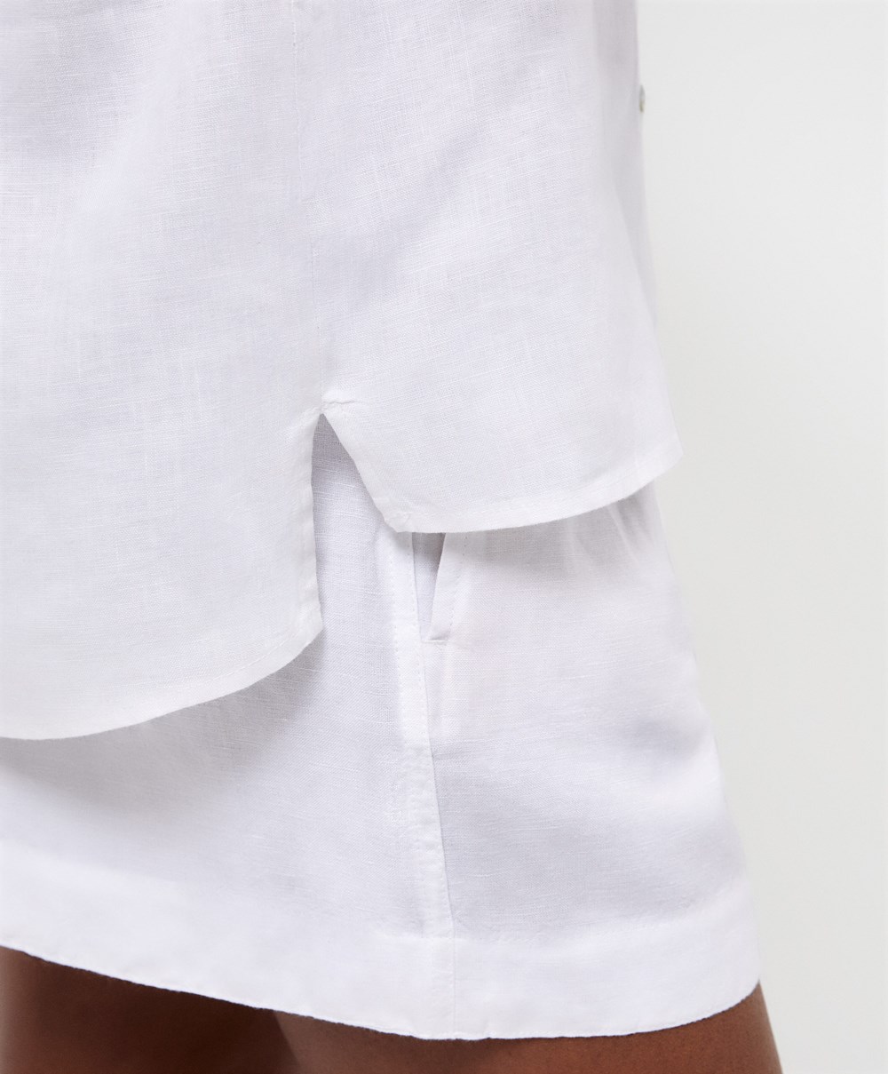 Oysho 100% Linen Shirt ασπρα | DBGMLU-874