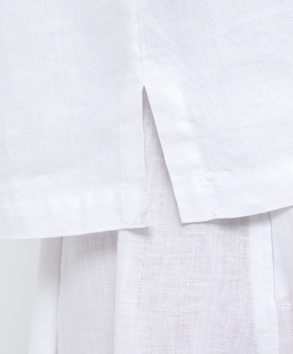 Oysho 100% Linen Shirt ασπρα | LKPGVD-497