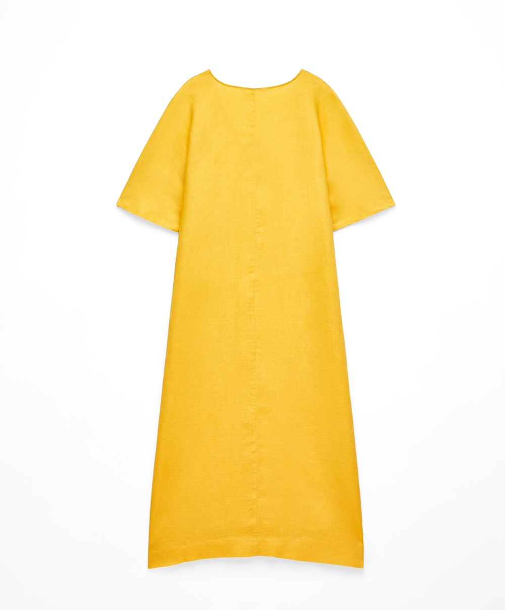 Oysho 100% Linen Tunic φορεμα Mid-yellow | MJGRPQ-281