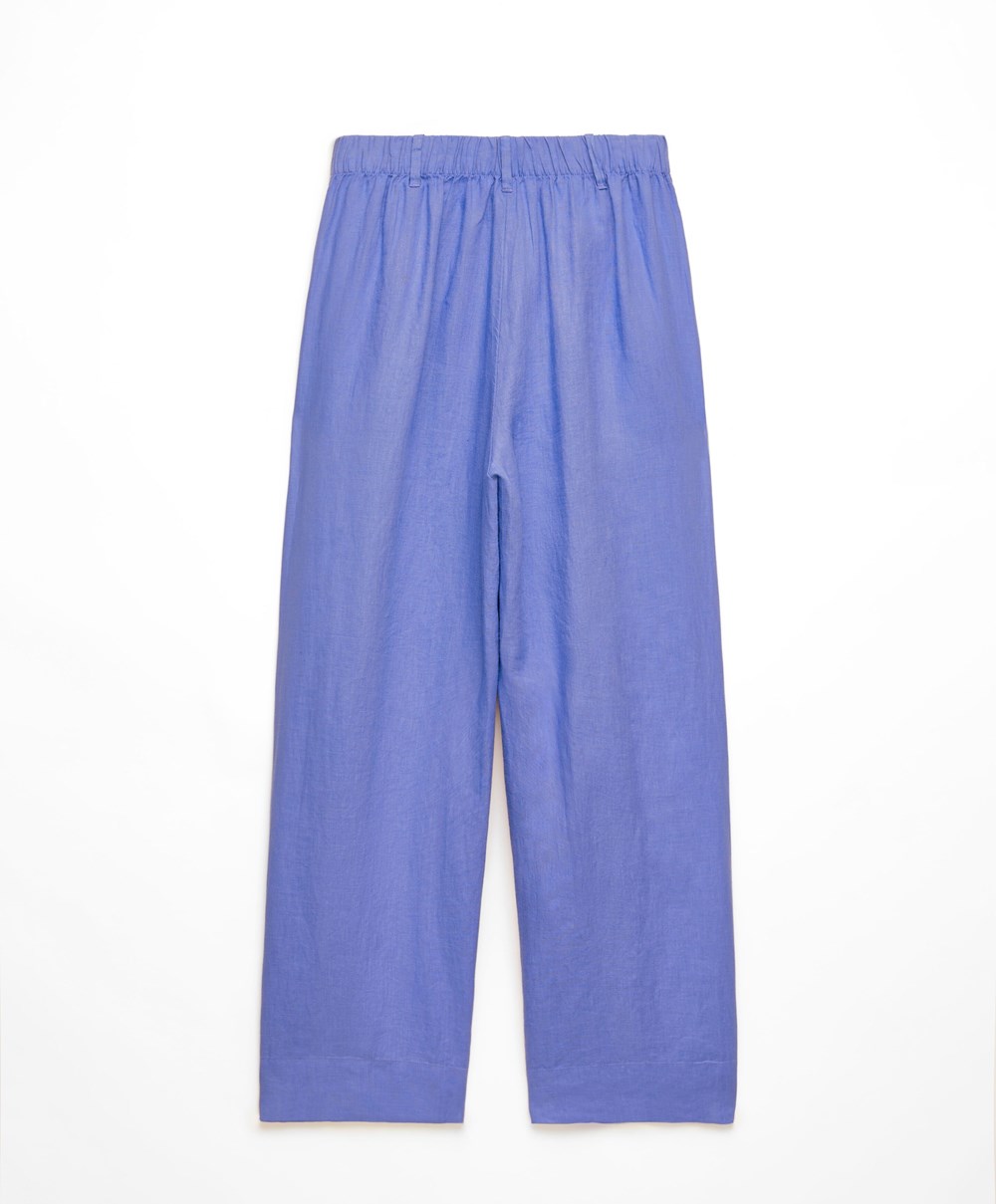 Oysho 100% Linen φαρδια-leg Trousers λεβάντα | NJSOZD-413