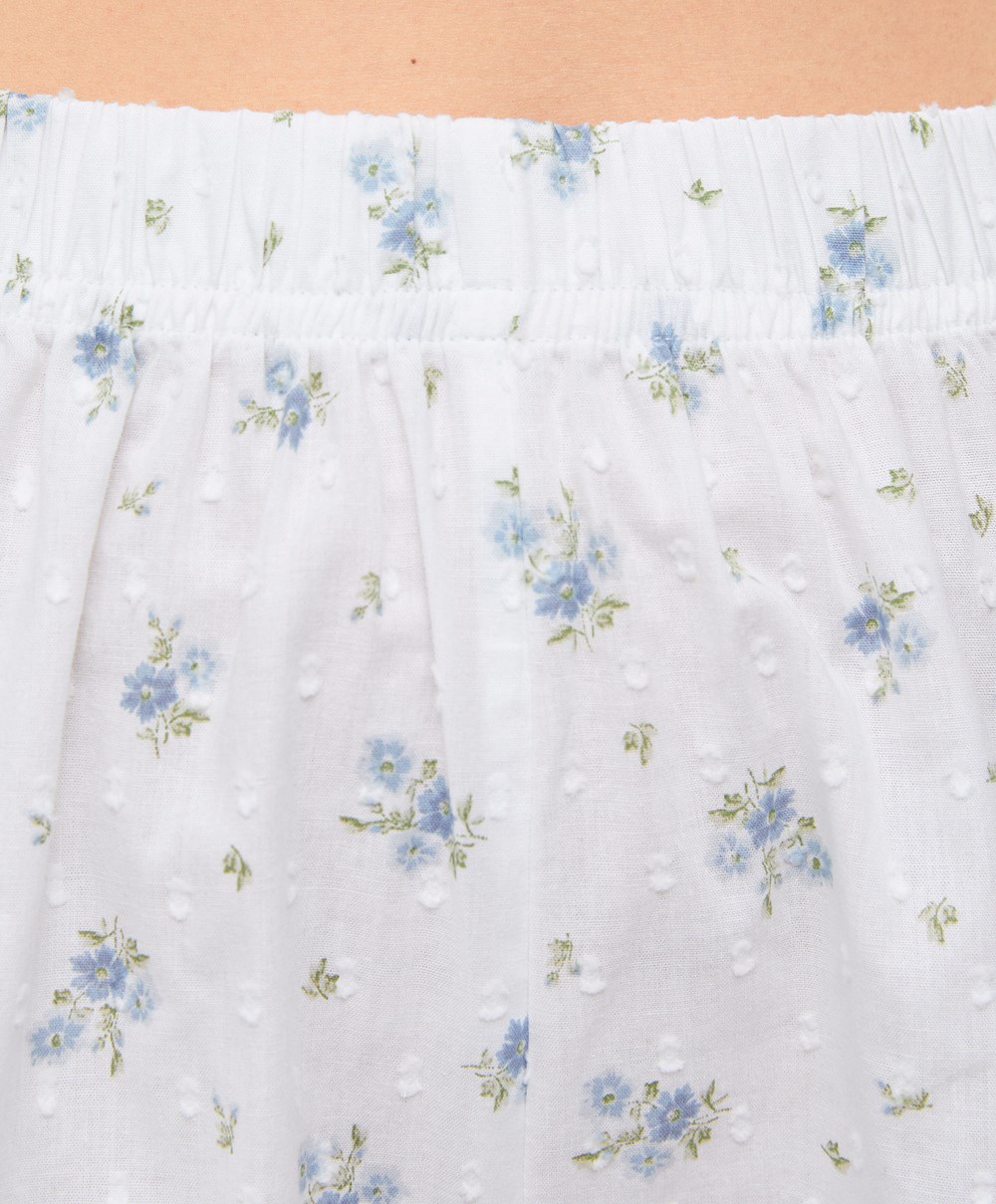 Oysho 100% βαμβακερα Plumeti Printed Shorts μπλε | IVLYTC-863