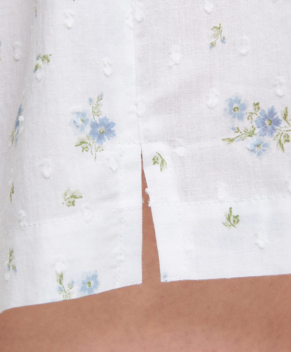 Oysho 100% βαμβακερα Plumeti Printed Shorts μπλε | IVLYTC-863