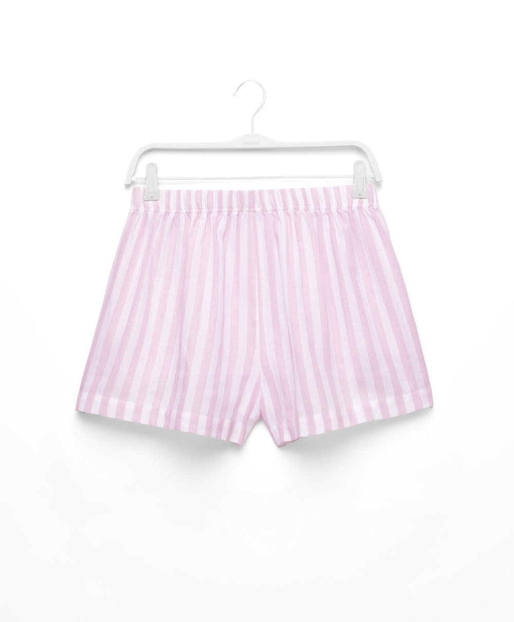 Oysho 100% βαμβακερα Stripe Shorts λεβάντα | FHKOLG-684