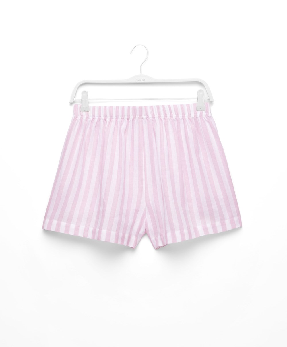 Oysho 100% βαμβακερα Stripe Shorts λεβάντα | IHKAVC-248