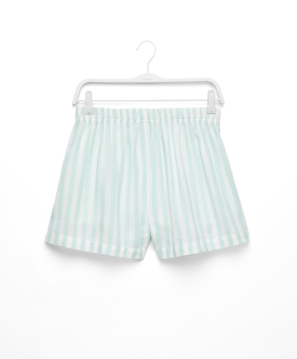 Oysho 100% βαμβακερα Stripe Shorts πρασινο | BWLJYH-105