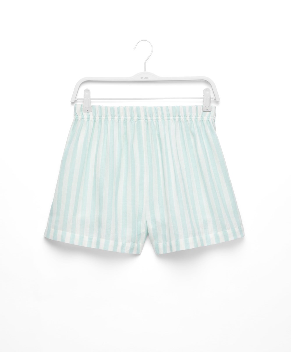 Oysho 100% βαμβακερα Stripe Shorts πρασινο | OVYFXG-502