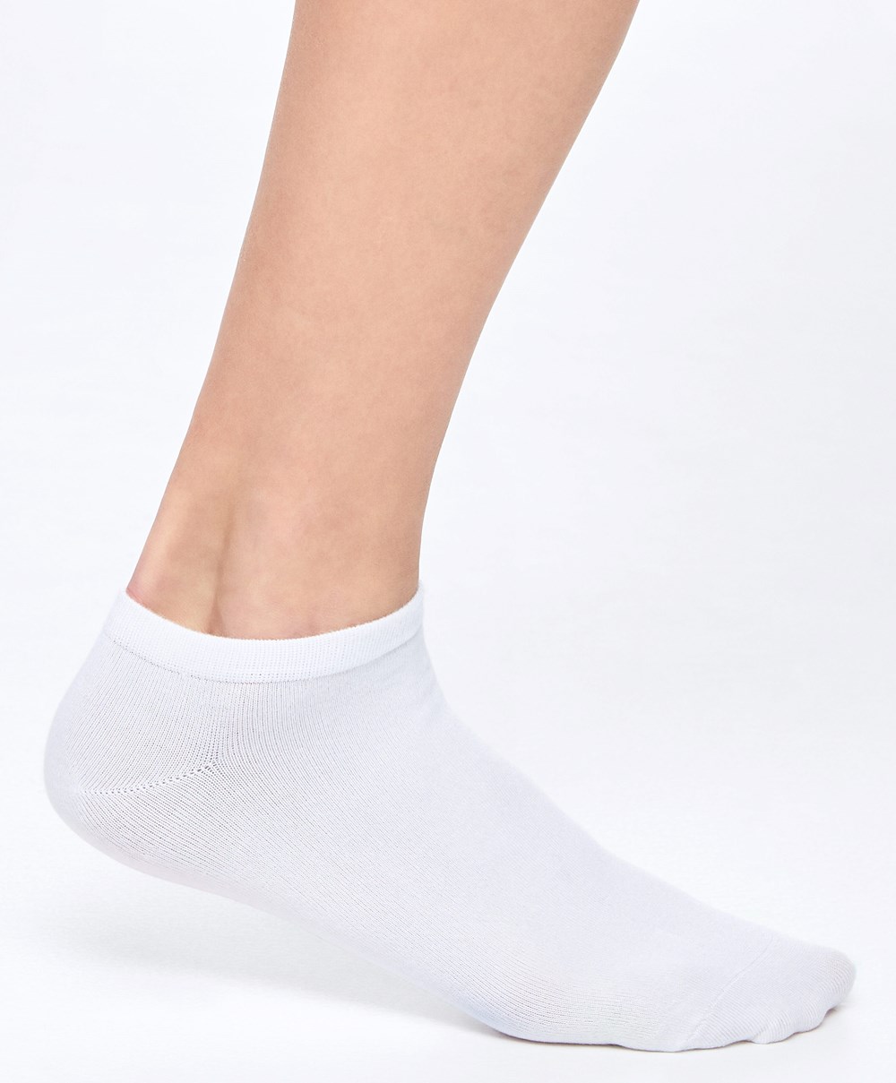 Oysho 2 Pairs Of Modal Trainer Socks ασπρα | EDXCWI-185