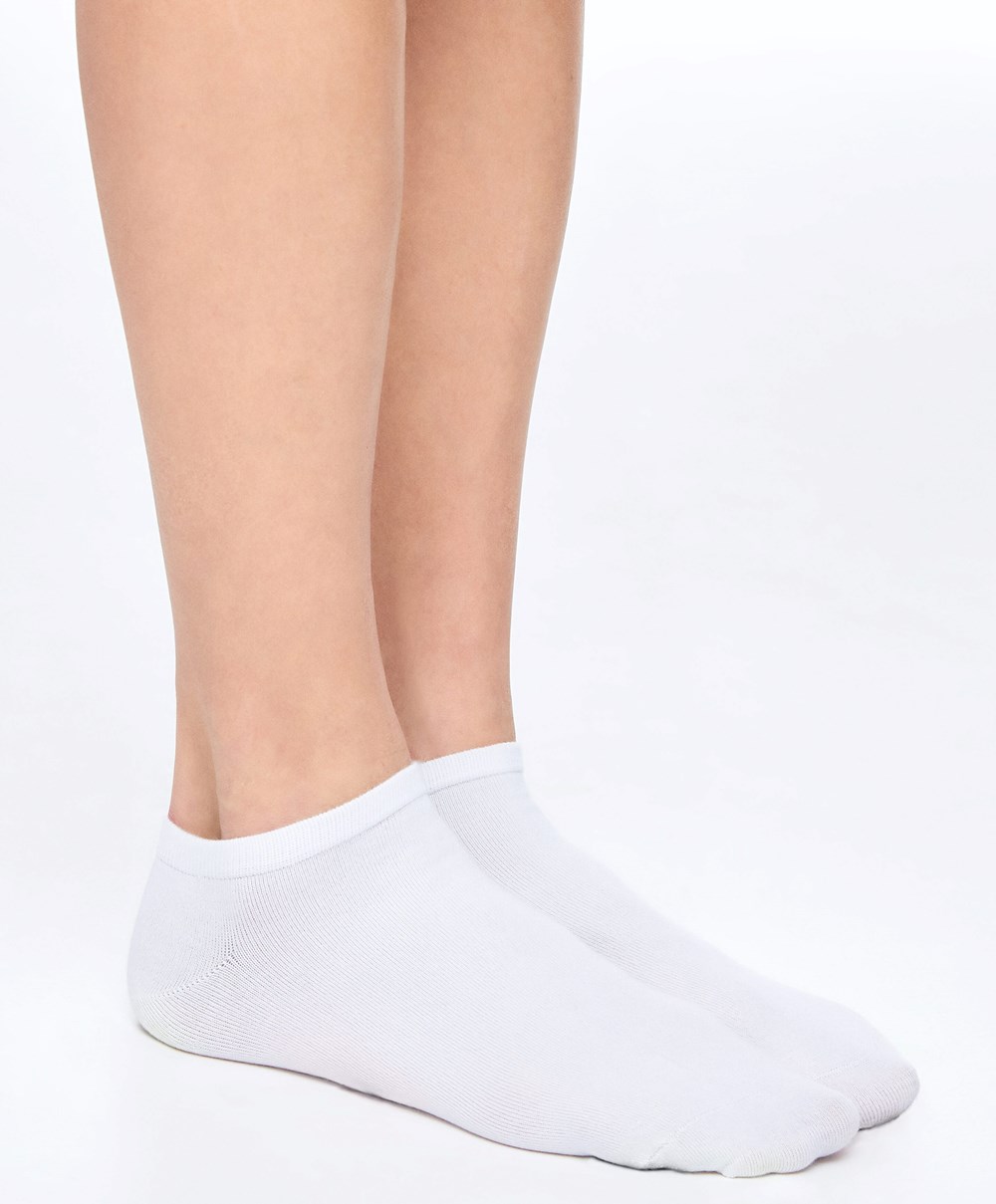 Oysho 2 Pairs Of Modal Trainer Socks ασπρα | EDXCWI-185