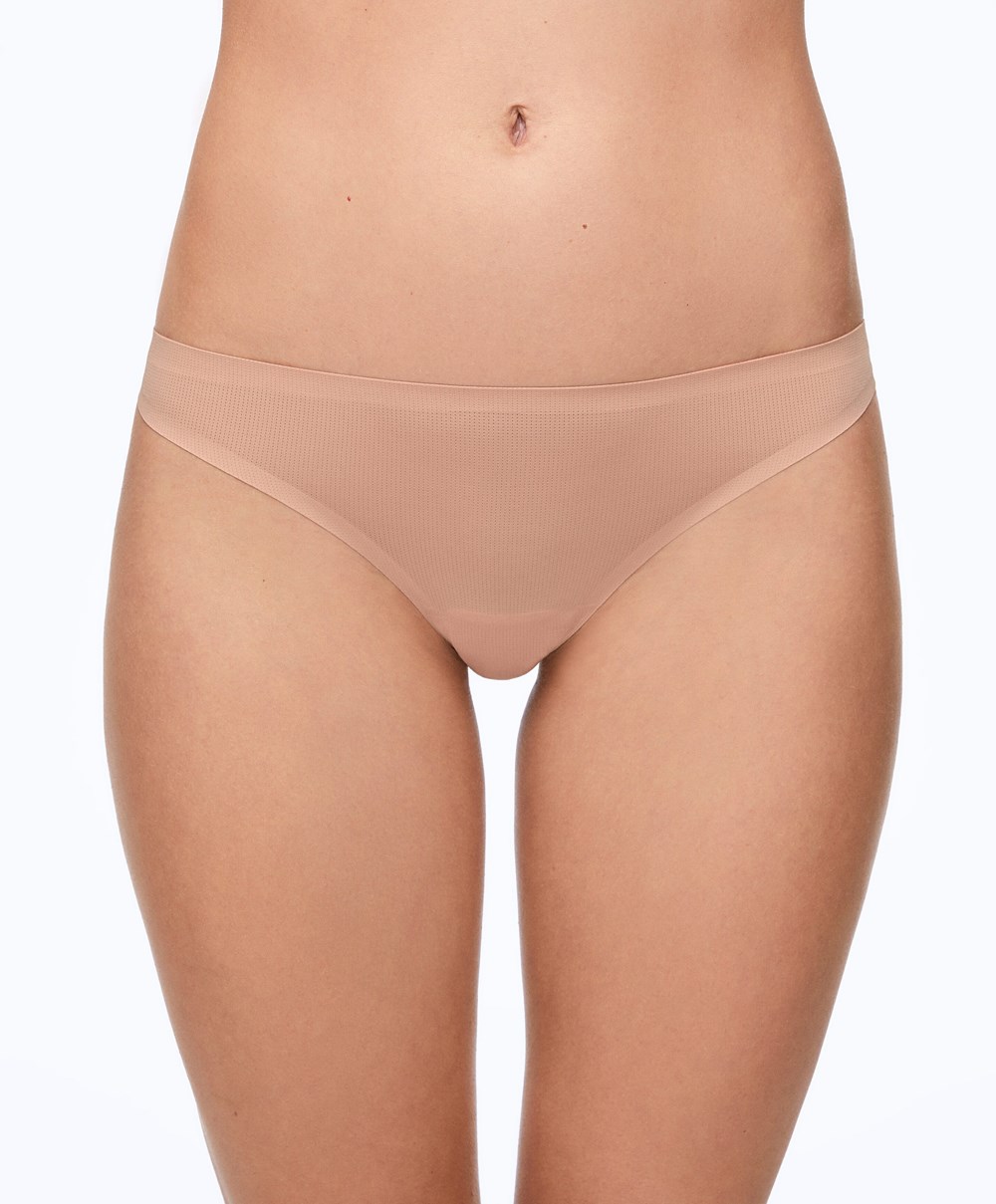 Oysho 2 Polyamide Active Thongs Μπεζ | BKPHOL-970