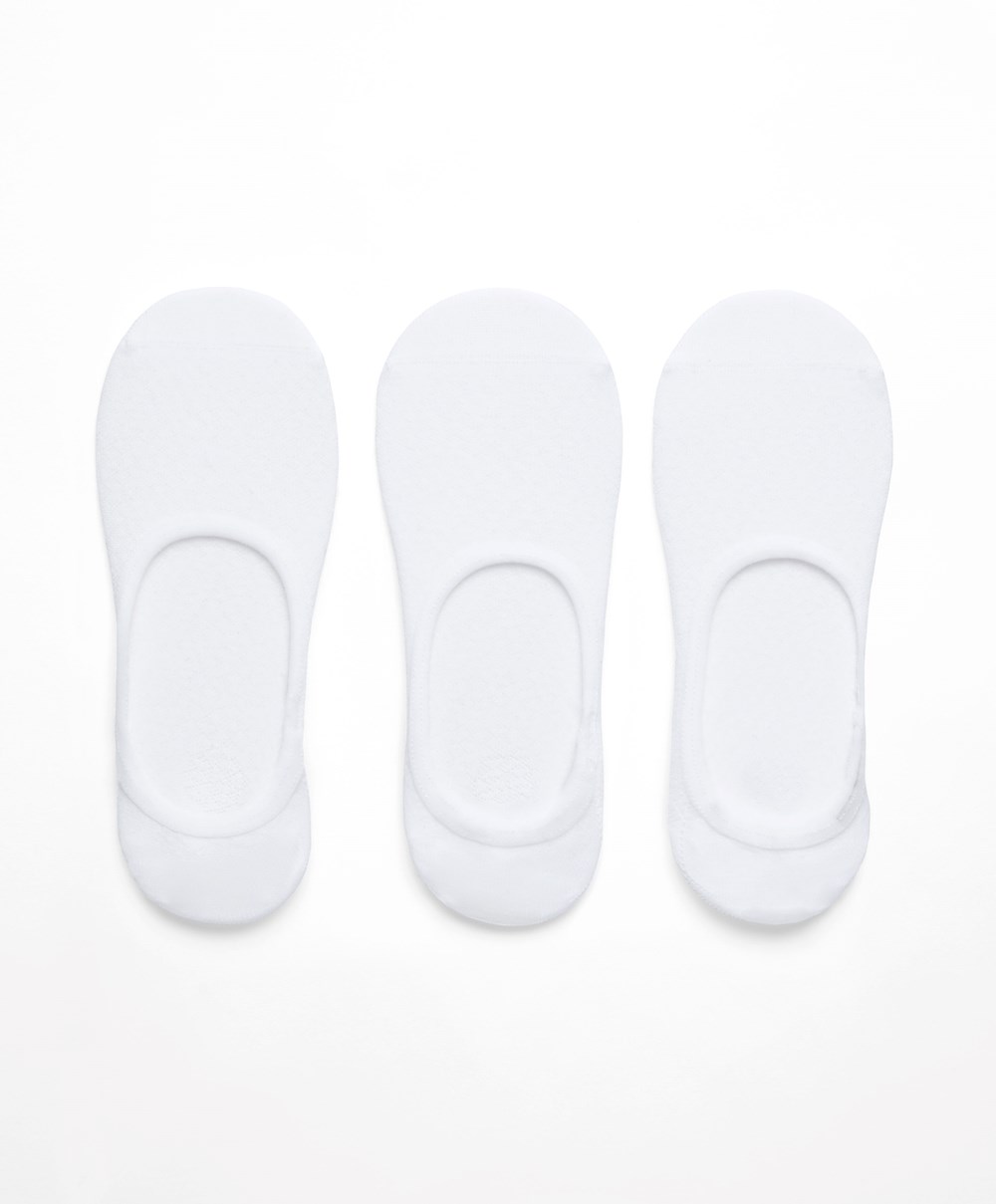 Oysho 3 Pairs Of Polyamide Sports Footsies ασπρα | SRJFQU-526