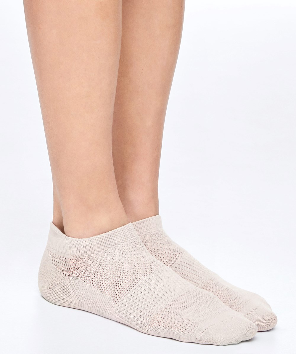 Oysho 3 Pairs Of Polyamide Sports Sneaker Socks Soft Mauve | YCVNBP-503