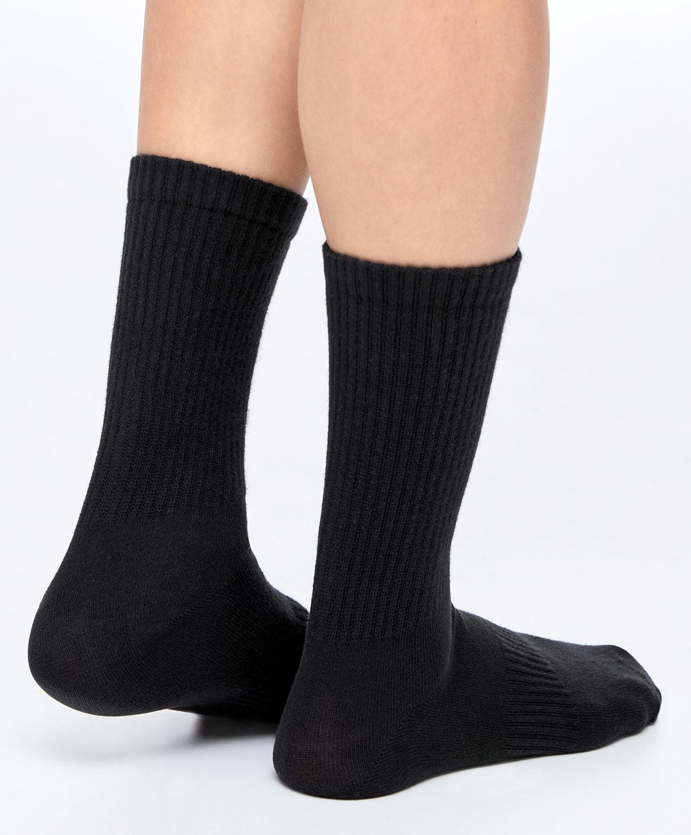 Oysho 3 Pairs Of Sports βαμβακερα κλασικα Socks μαυρα | YJDEFV-816