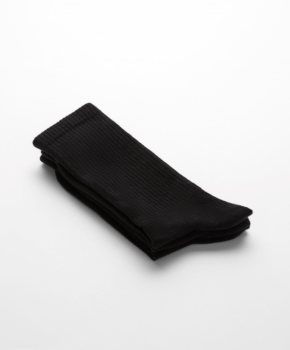 Oysho 3 Pairs Of Sports βαμβακερα κλασικα Socks μαυρα | YJDEFV-816