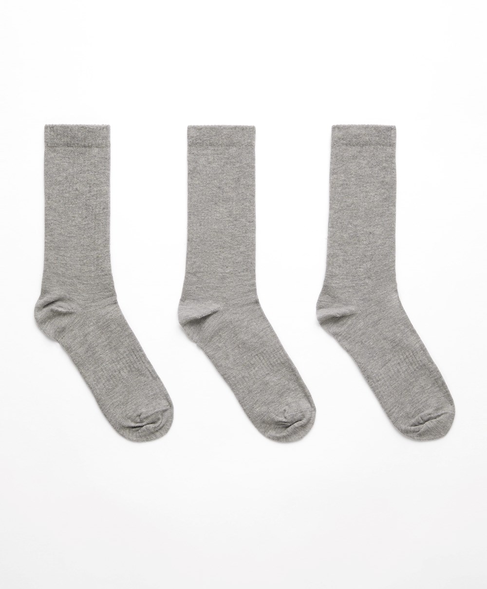 Oysho 3 Pairs Of Sports βαμβακερα κλασικα Socks γκρι | ZOADNF-412