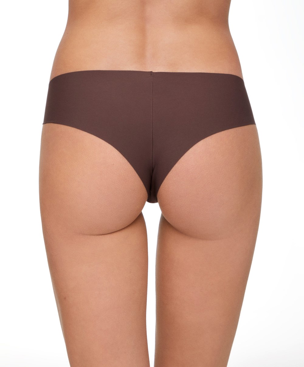 Oysho 3 Pantone™ Invisible Cheeky Brazilian Briefs καφε | LZDHCE-074