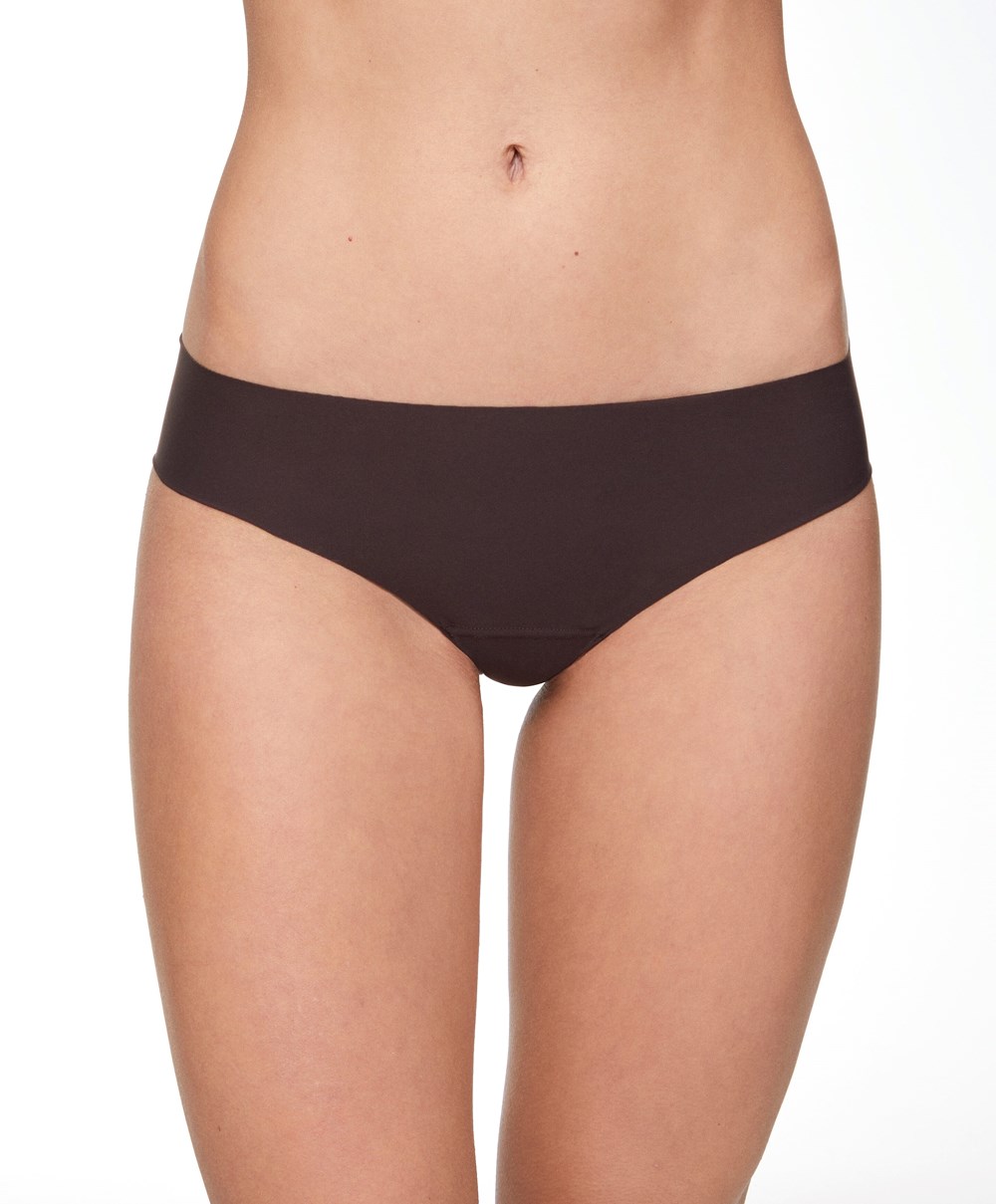 Oysho 3 Pantone™ Invisible Cheeky Brazilian Briefs καφε | LZDHCE-074