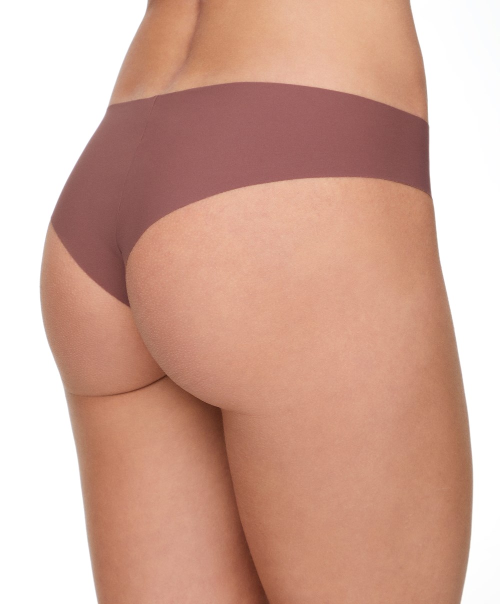 Oysho 3 Pantone™ Invisible Cheeky Brazilian Briefs καφε | LZDHCE-074