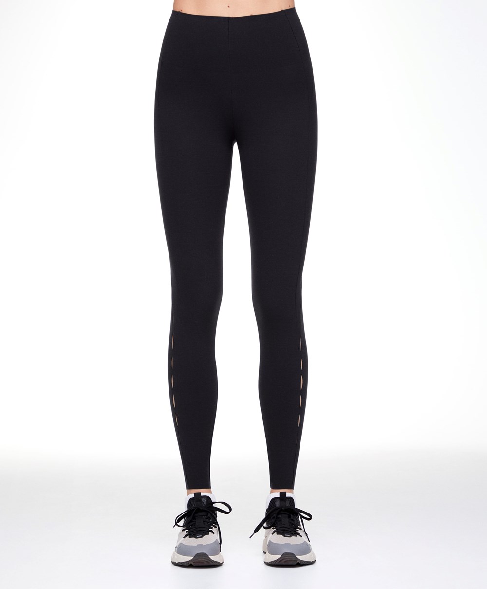 Oysho 65cm Cut-out Compressive Ankle-length Leggings μαυρα | ZSOLBM-810