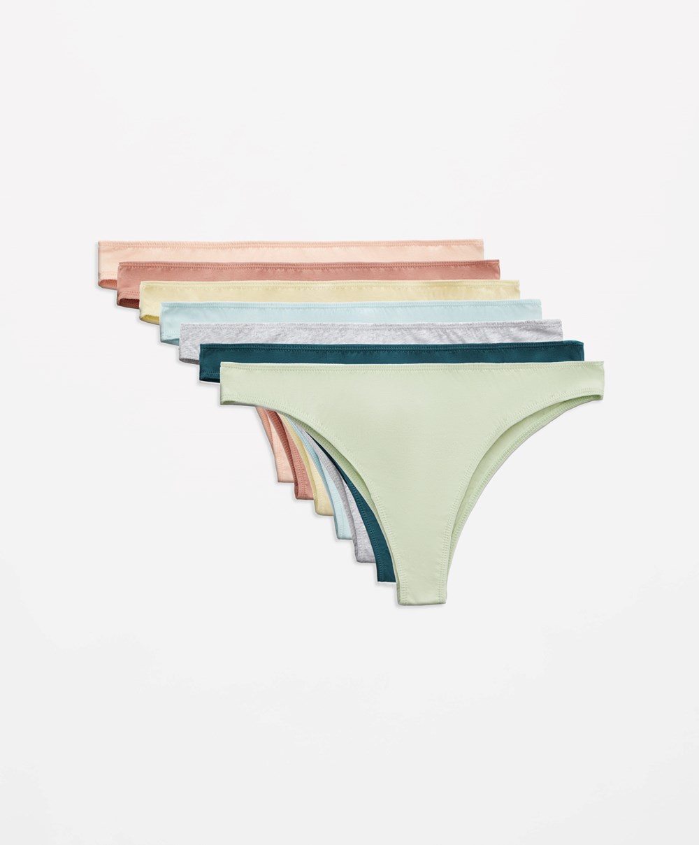 Oysho 7 βαμβακερα Brazilian Briefs Washed Lime | GIKVJL-715