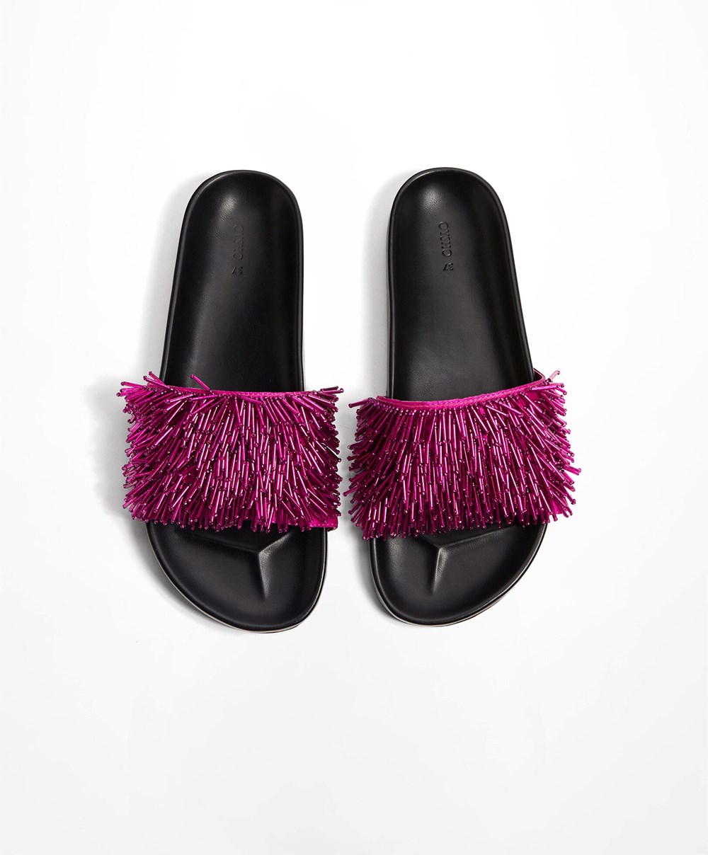 Oysho Appliqué Slides μωβ | KMXSRE-016