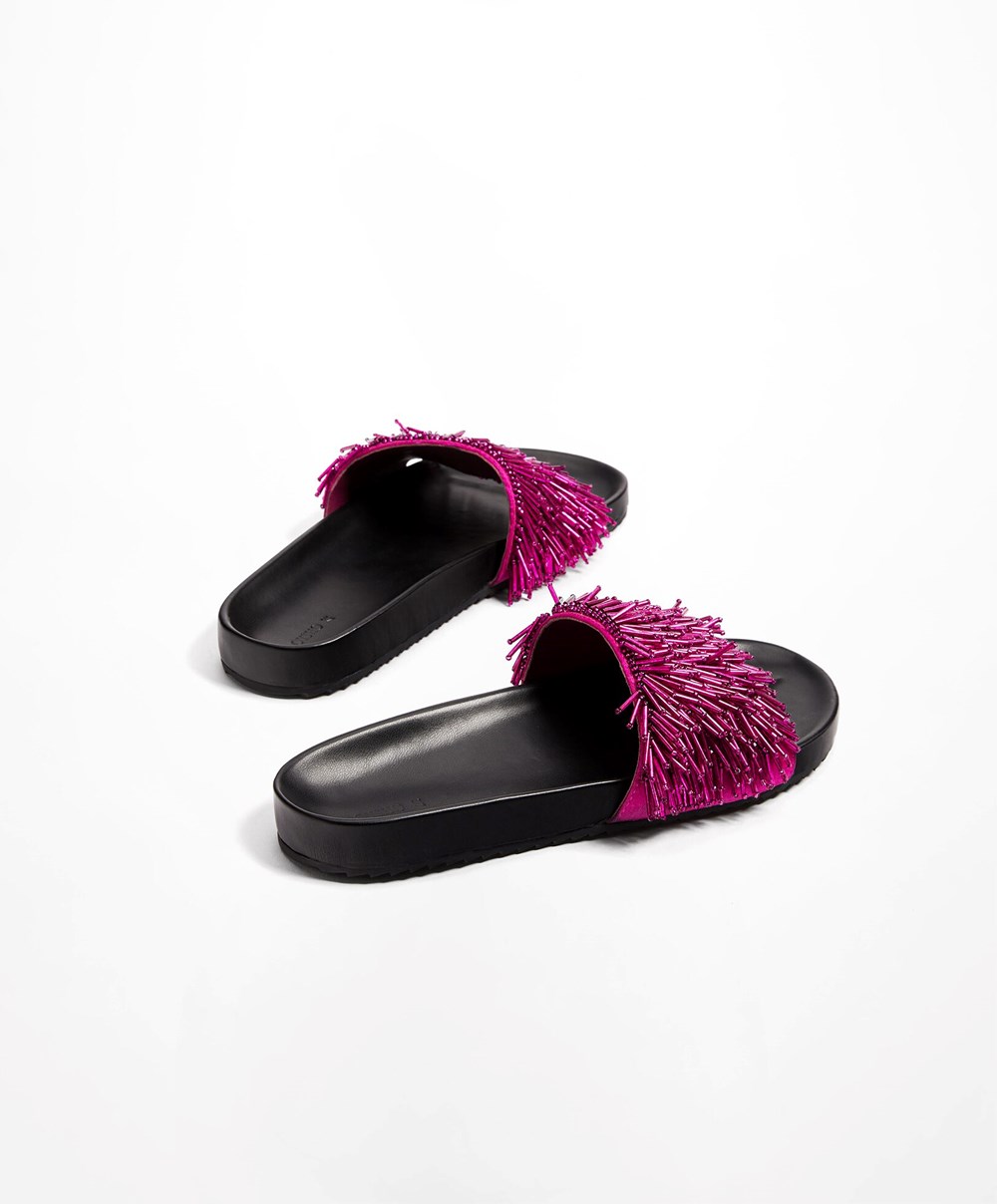 Oysho Appliqué Slides μωβ | KMXSRE-016