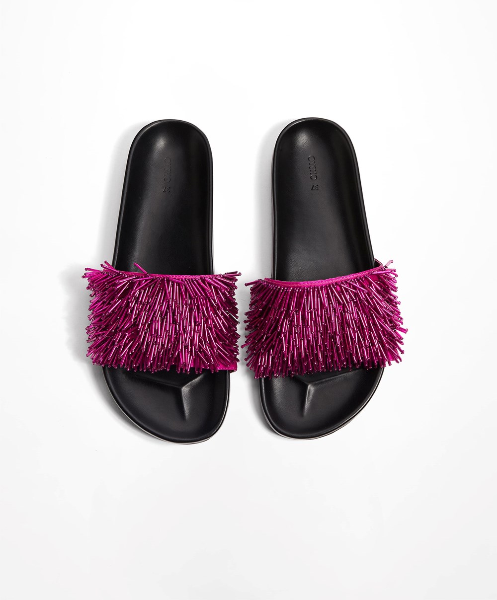 Oysho Appliqué Slides μωβ | LNMOXZ-896