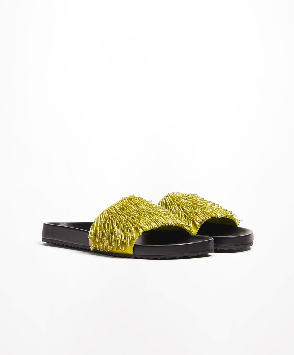 Oysho Appliqué Slides πρασινο | CAGNLD-451