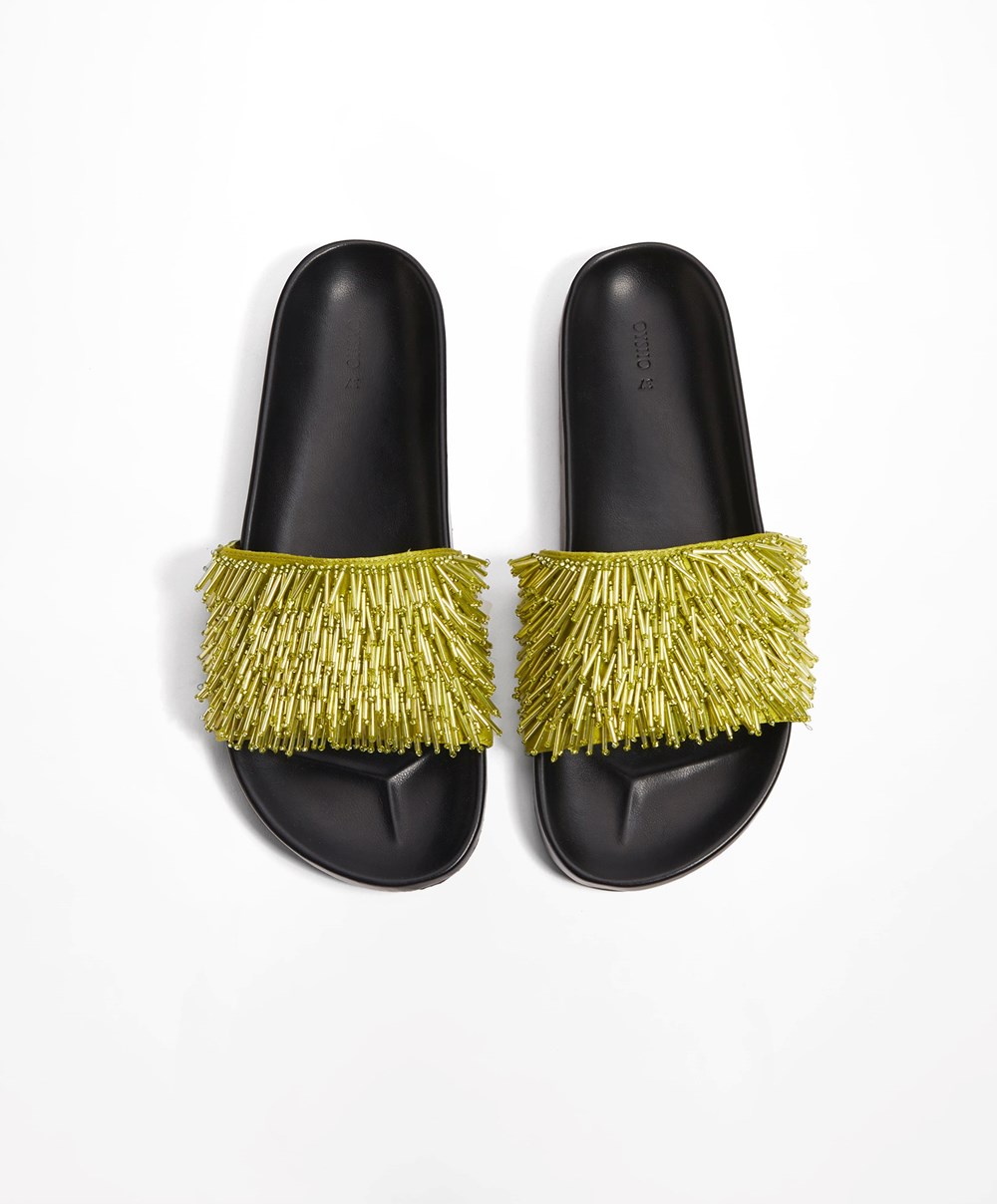 Oysho Appliqué Slides πρασινο | CAGNLD-451