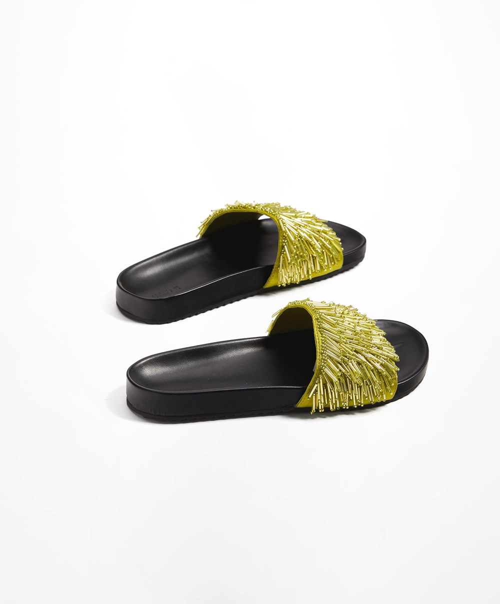 Oysho Appliqué Slides πρασινο | CAGNLD-451