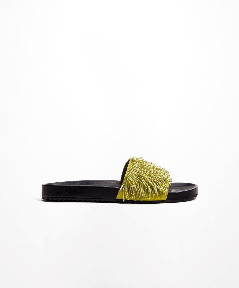 Oysho Appliqué Slides πρασινο | CAGNLD-451