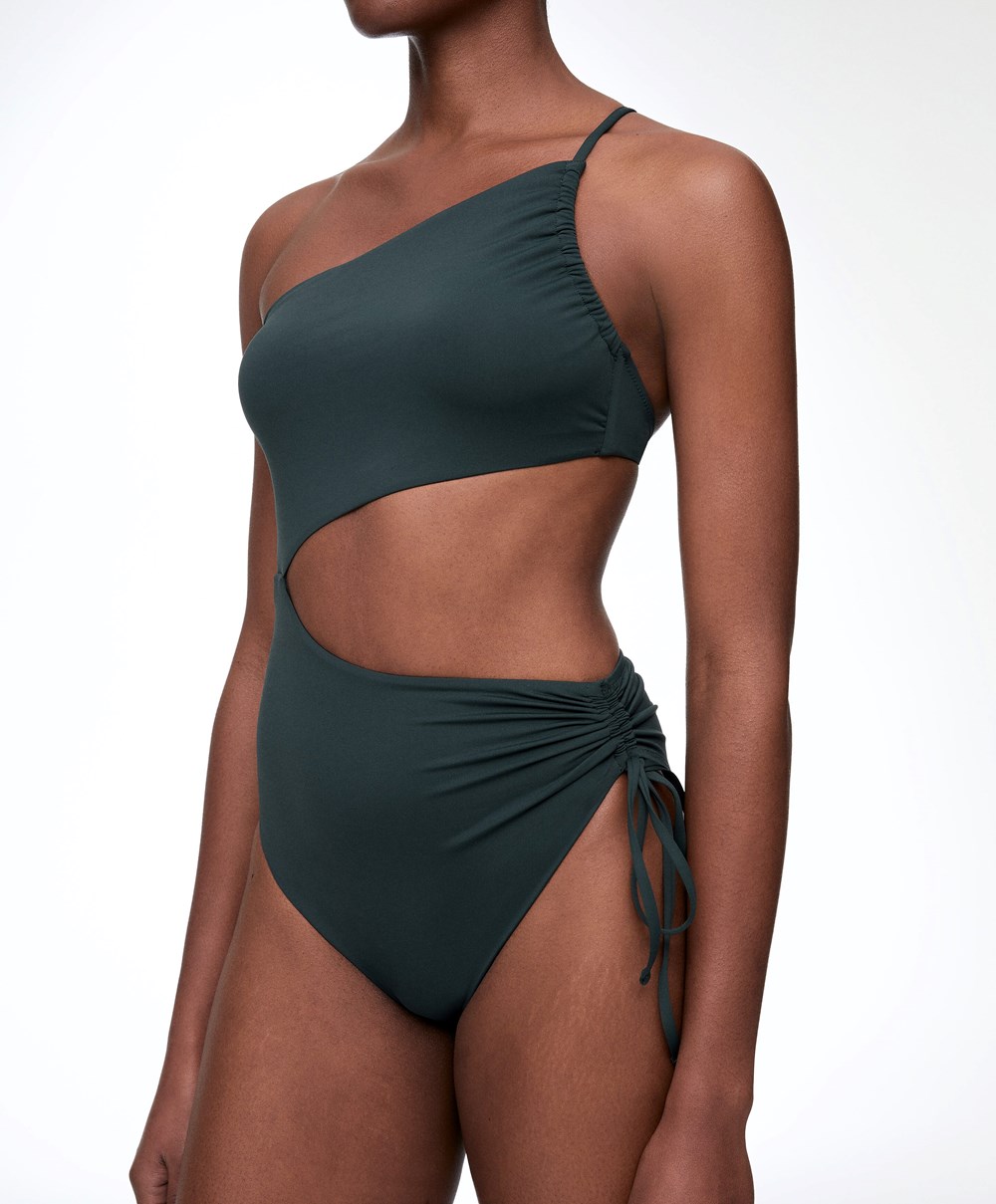 Oysho Asymmetric Trikini βαθυ πρασινο | QMRWXZ-920