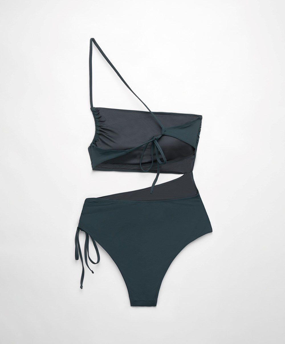 Oysho Asymmetric Trikini βαθυ πρασινο | QMRWXZ-920