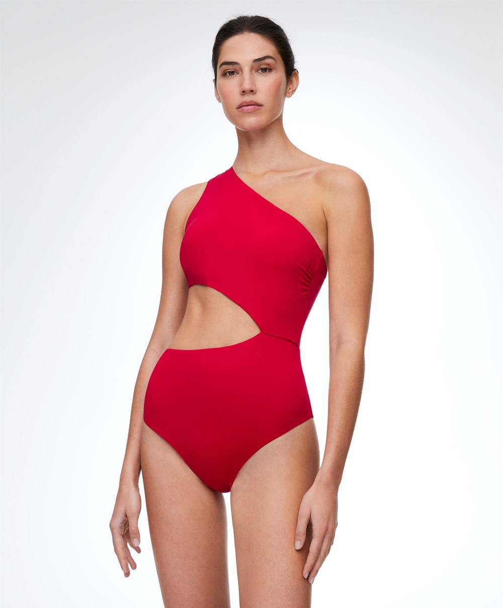 Oysho Asymmetric Trikini κοκκινα | YDTMQV-254