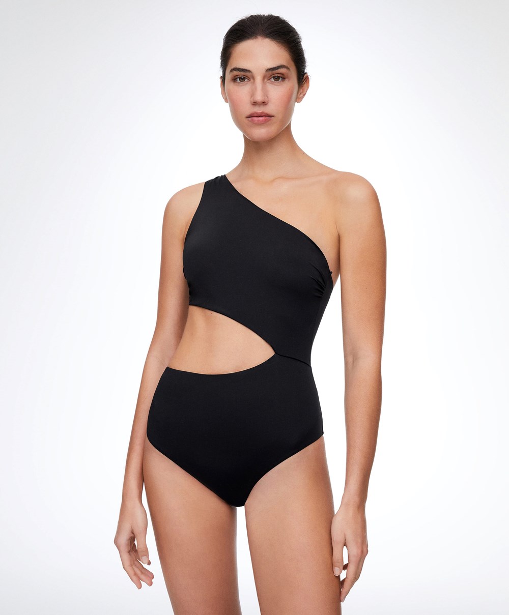 Oysho Asymmetric Trikini μαυρα | QVWAOZ-038