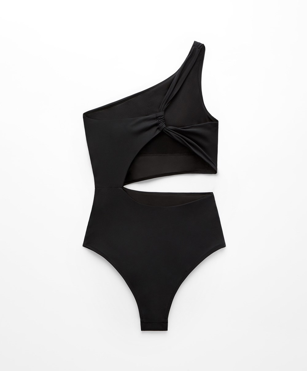 Oysho Asymmetric Trikini μαυρα | QVWAOZ-038