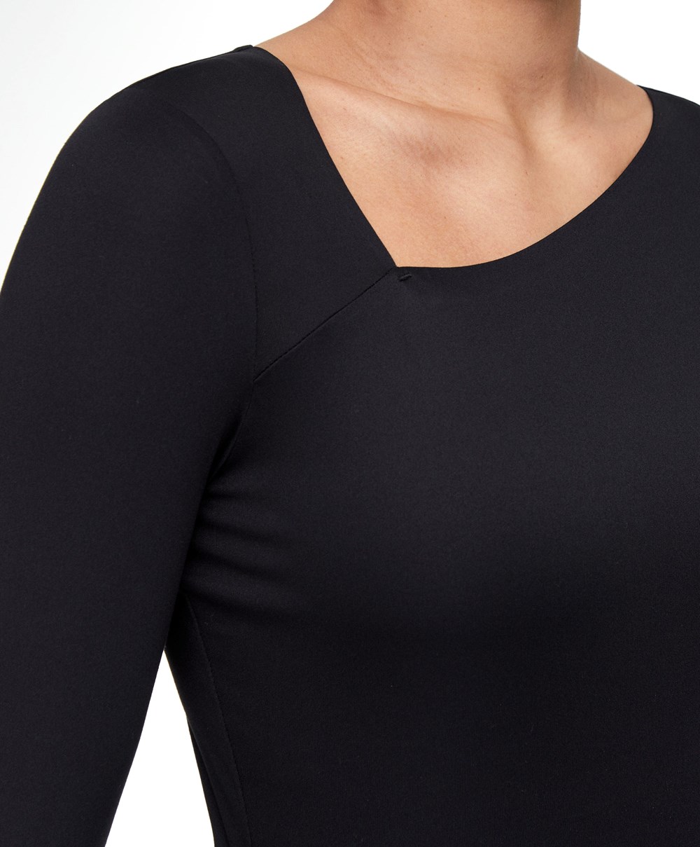 Oysho Asymmetrical Neckline Top μαυρα | XDJKNT-678