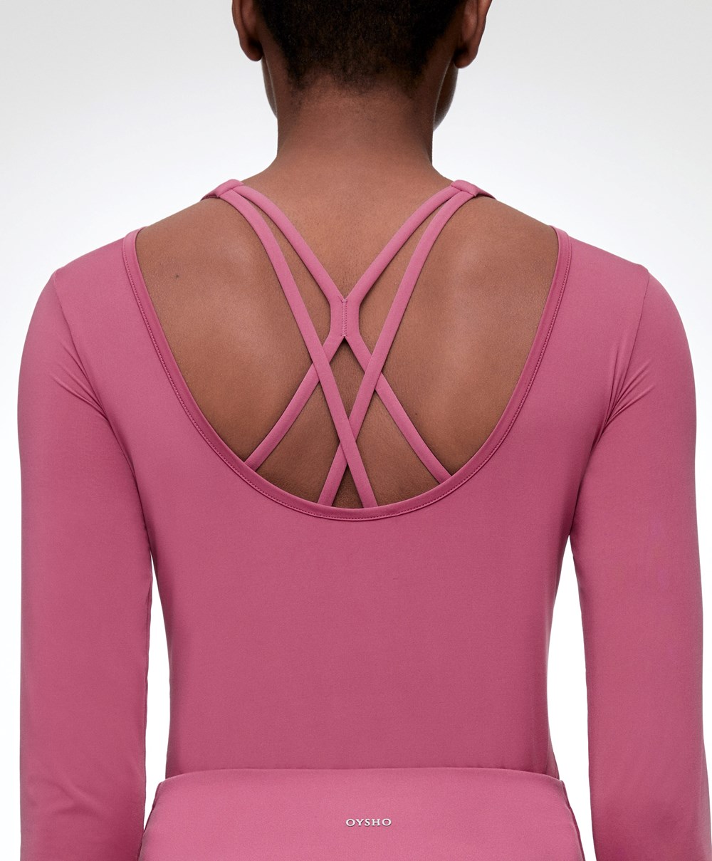 Oysho Back Detail Long-sleeved T-shirt Mid-rosette | KYUJGC-710