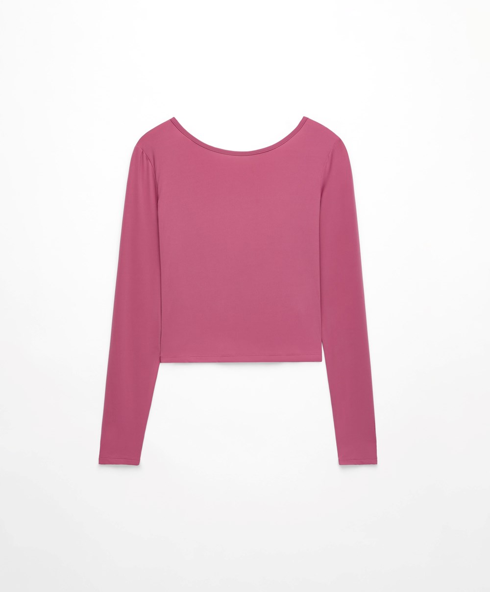 Oysho Back Detail Long-sleeved T-shirt Mid-rosette | KYUJGC-710