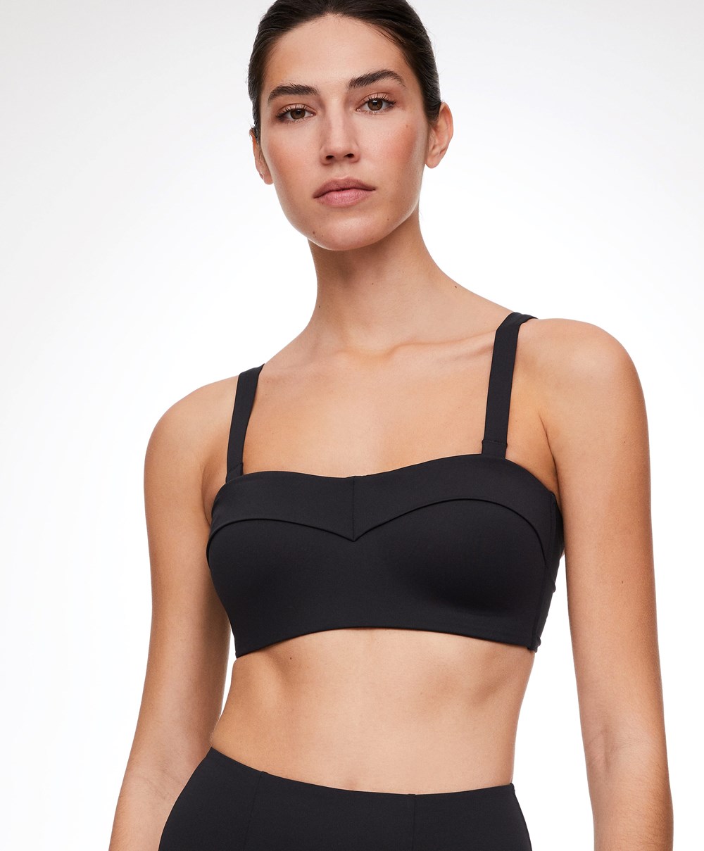 Oysho Bandeau Bustier Μπικίνι Top μαυρα | QLVMPS-710