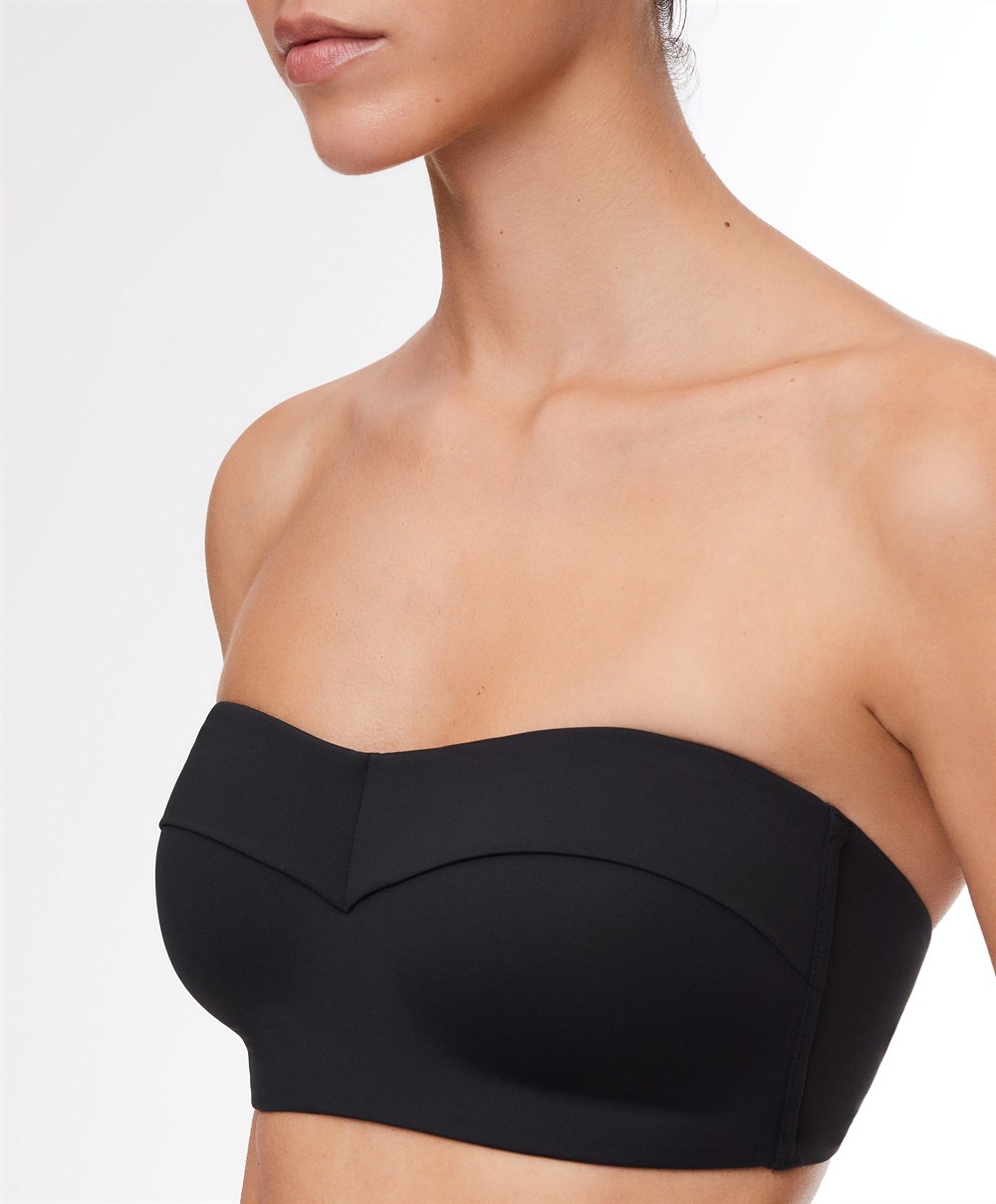 Oysho Bandeau Bustier Μπικίνι Top μαυρα | QLVMPS-710