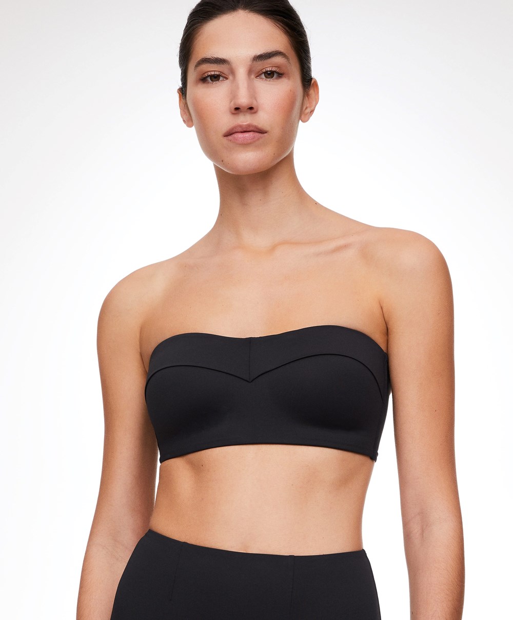 Oysho Bandeau Bustier Μπικίνι Top μαυρα | QLVMPS-710