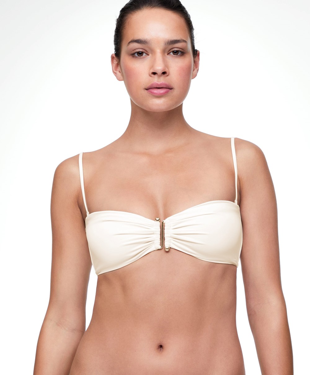 Oysho Bandeau Μπικίνι Top Ecru | ECASLG-138