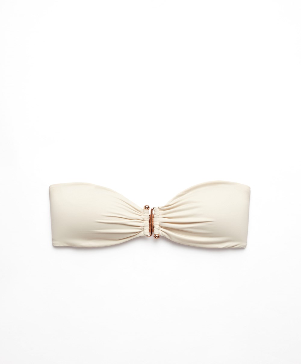 Oysho Bandeau Μπικίνι Top Ecru | ECASLG-138