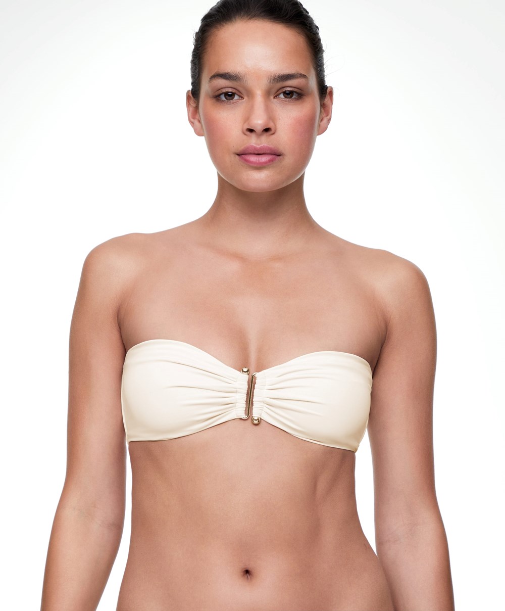 Oysho Bandeau Μπικίνι Top Ecru | ECASLG-138