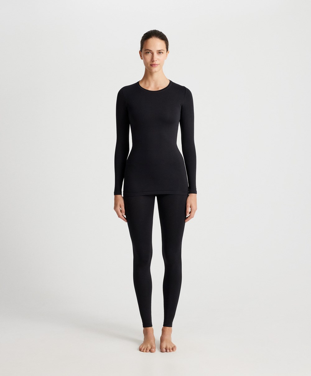 Oysho Base Layer Seamless 65cm Leggings μαυρα | XGSWDR-590