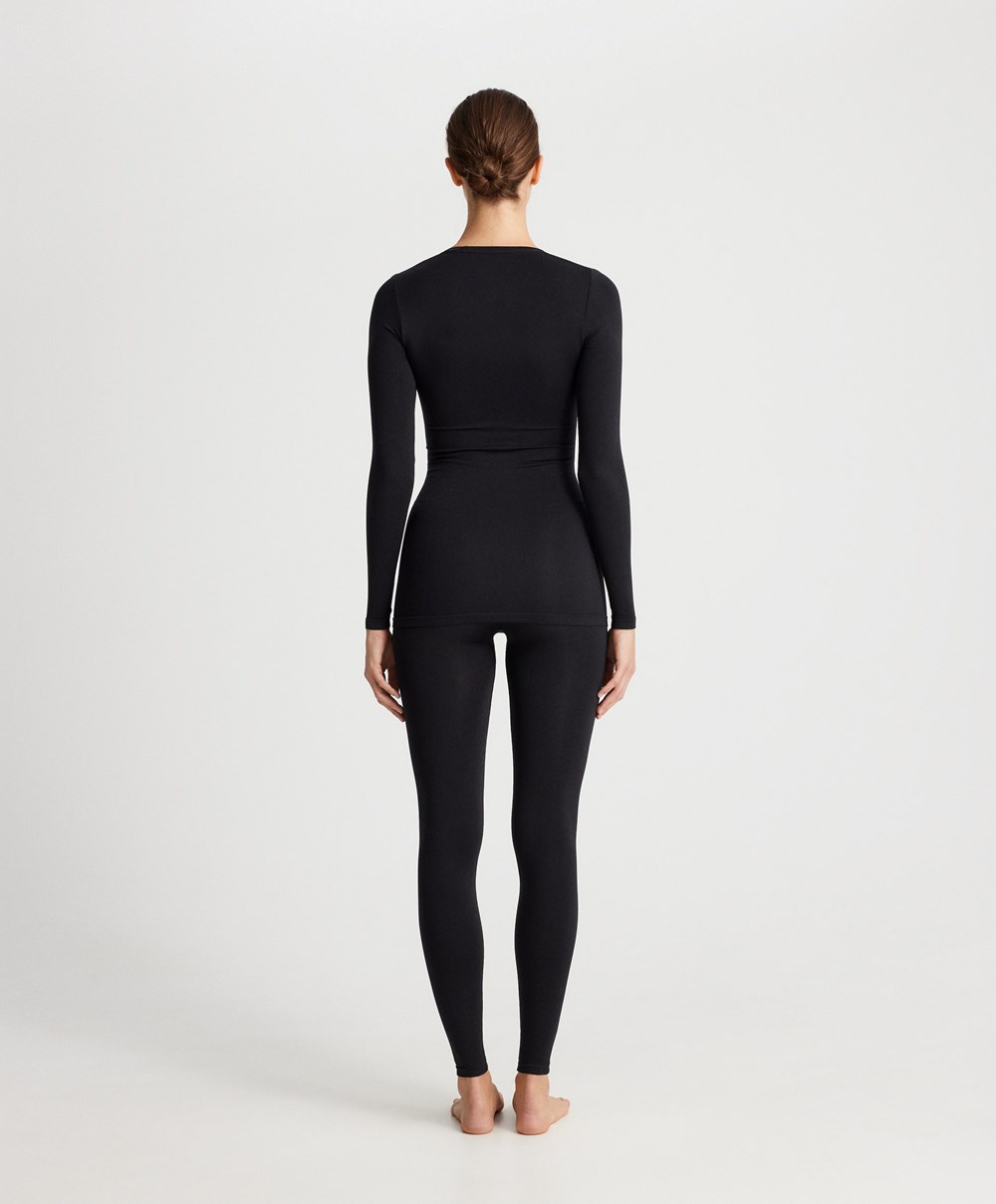 Oysho Base Layer Seamless 65cm Leggings μαυρα | XGSWDR-590