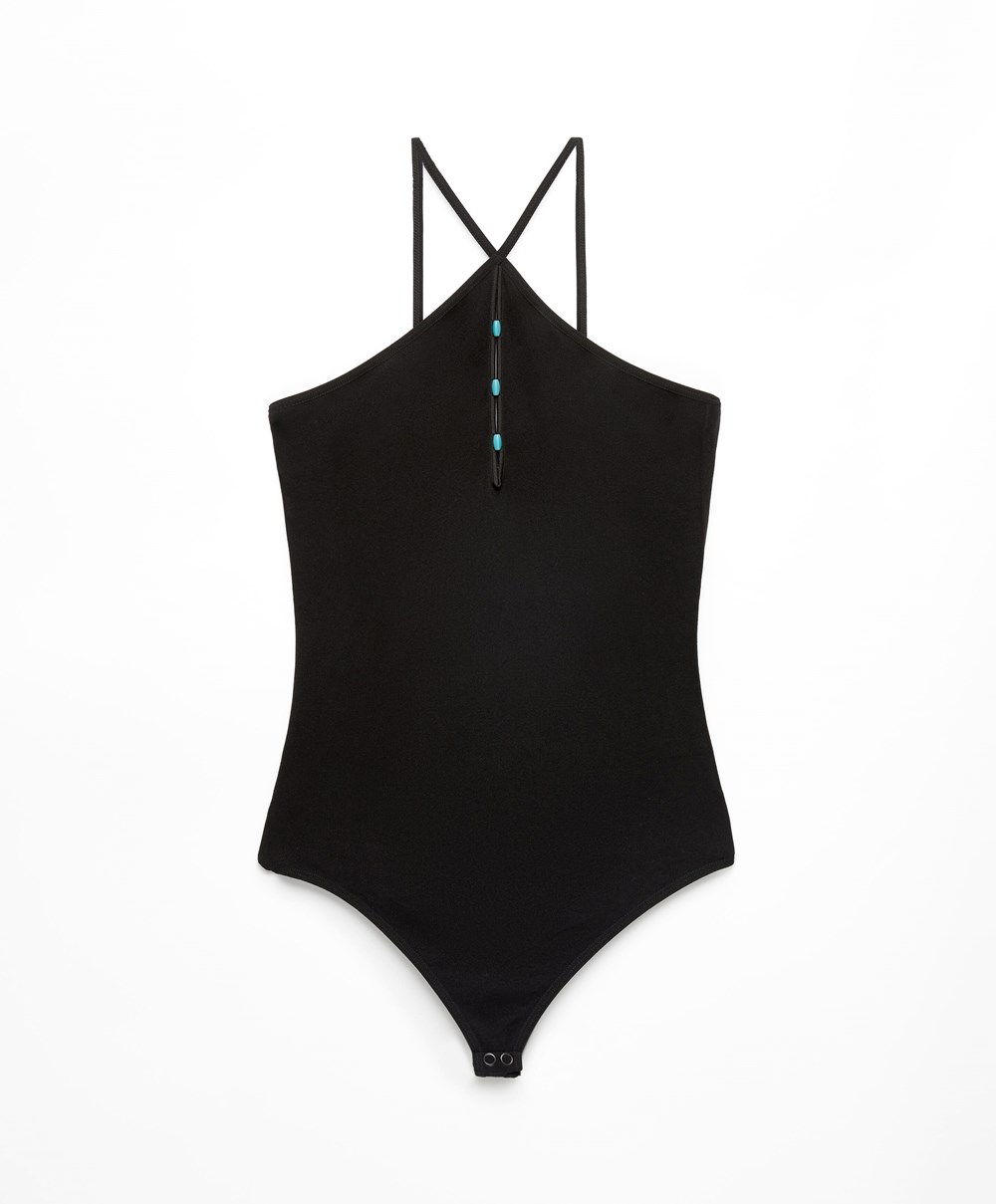 Oysho Beaded Seamless strappy Body μαυρα | XIUYDZ-825