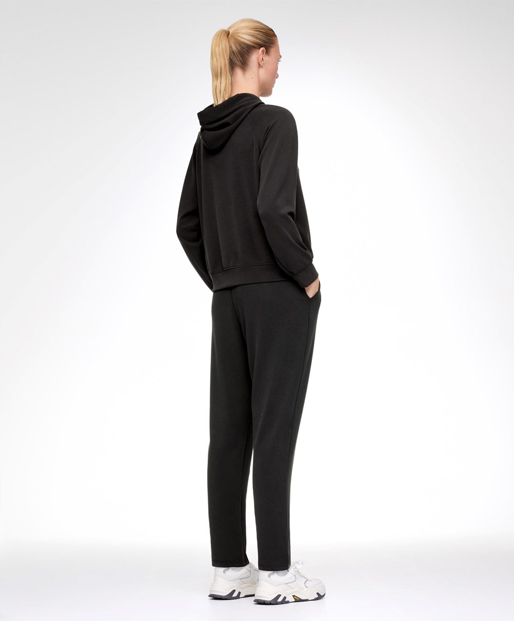 Oysho Black Modal Ευθεία Tracksuit μαυρα | EIHWSR-364