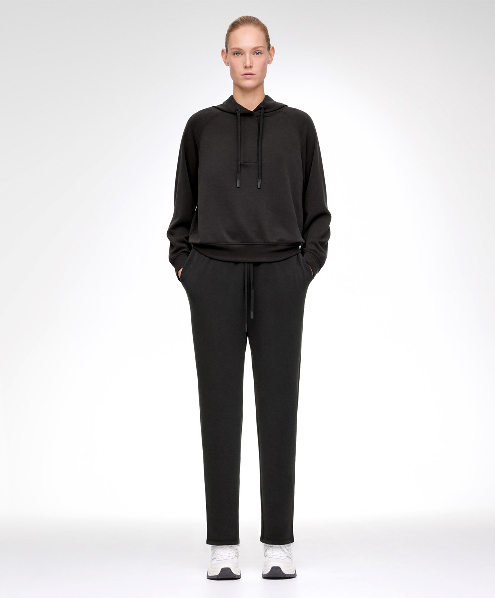 Oysho Black Modal Ευθεία Tracksuit μαυρα | EIHWSR-364