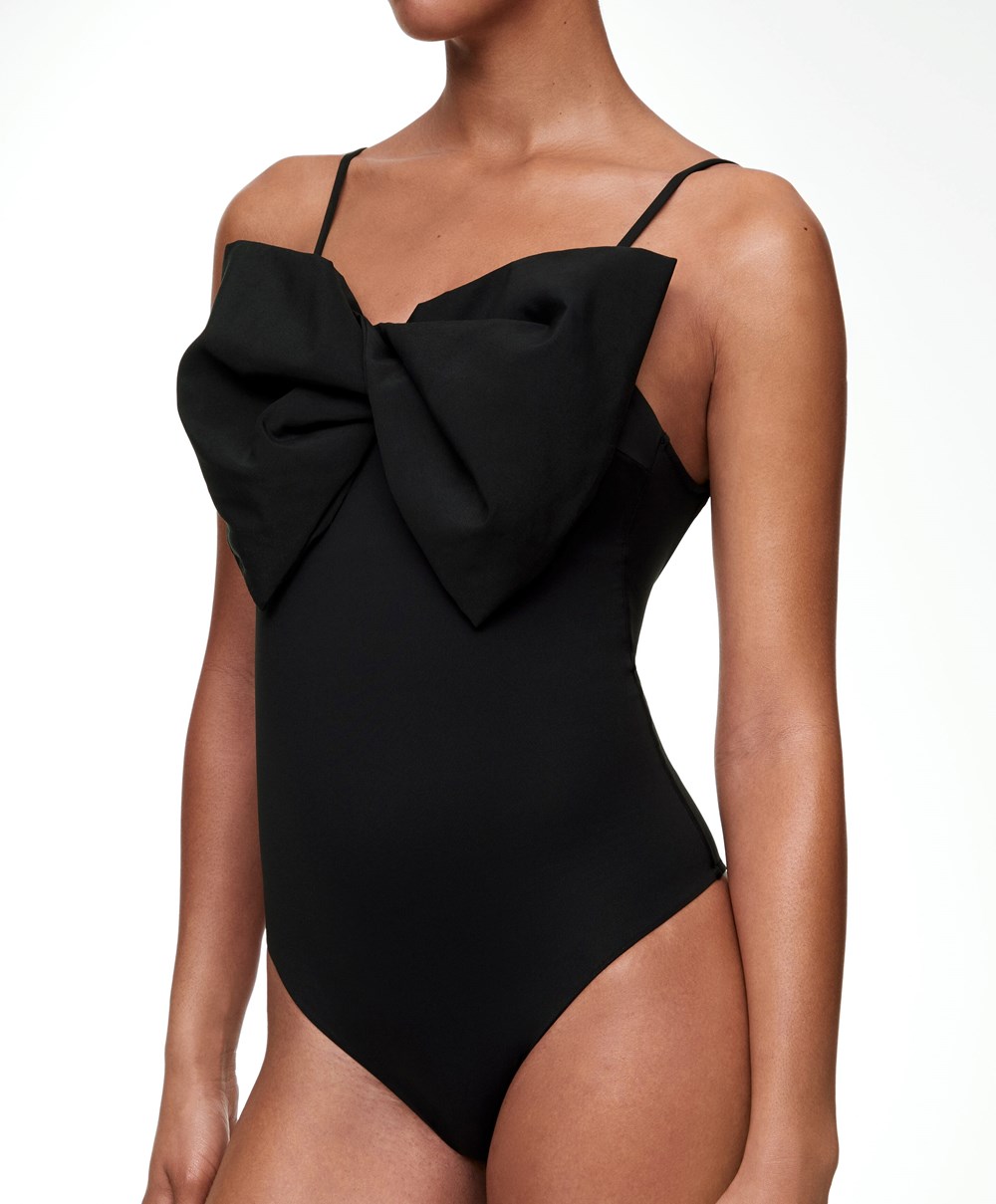 Oysho Bow Swimsuit μαυρα | JHZAML-312